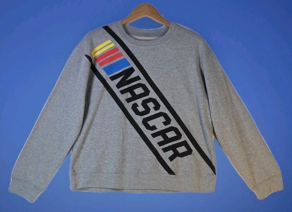 Nascar Sweatshirt Youth XXL Gray Pullover Crewneck Sweater Car Racing Speedway